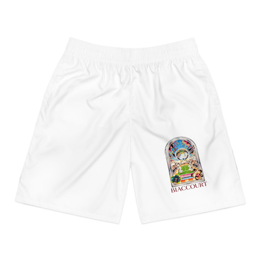 Men's Jogger Shorts with Colorful Stained-Glass 'Biaccourt' Artwork
